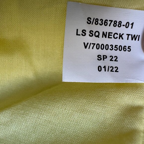 Banana Republic Yellow Ramie Gauze Twist Front Long Ballon Sleeve Peplum Blouse - Picture 17 of 17